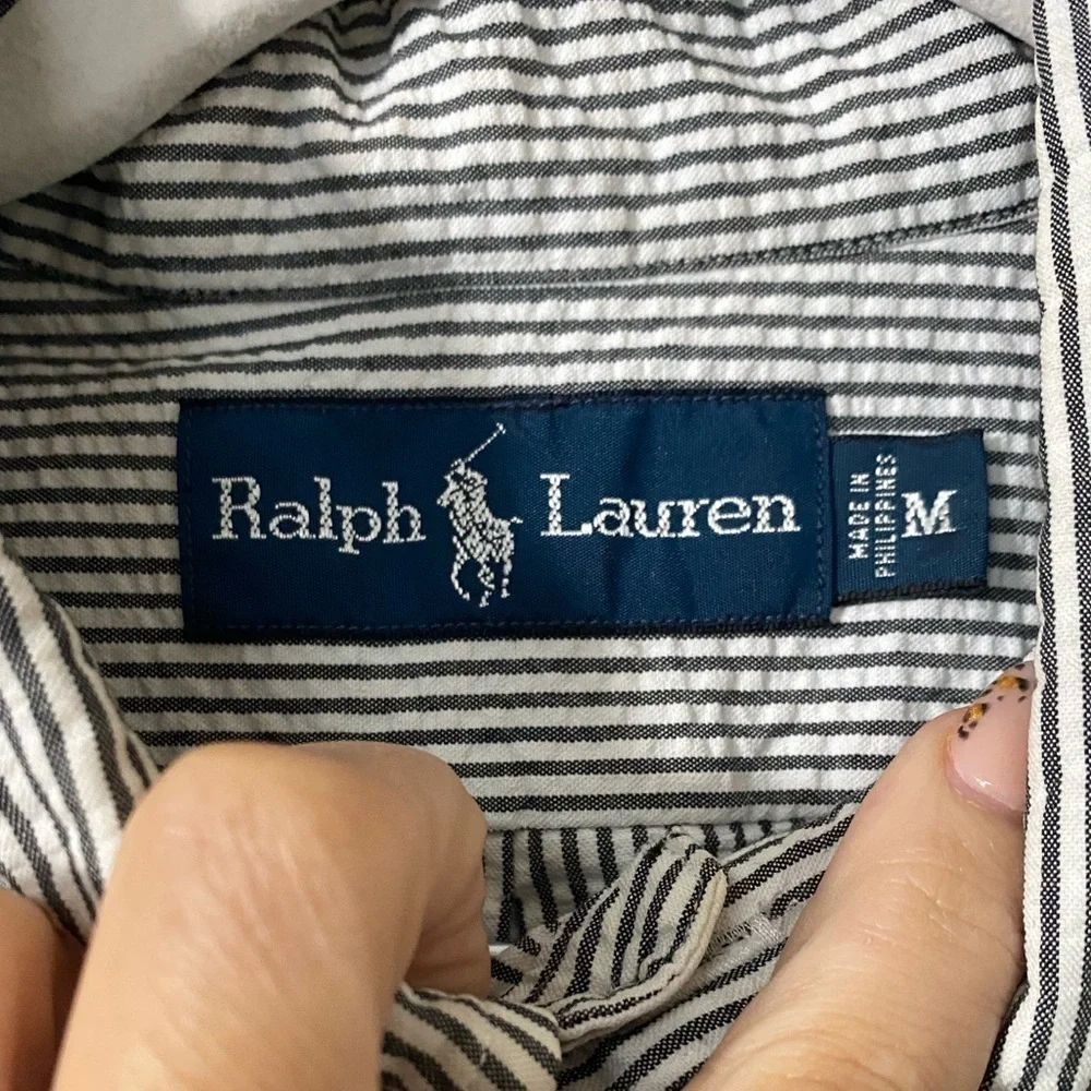 Ralph Lauren seersucker front pocket shirt m